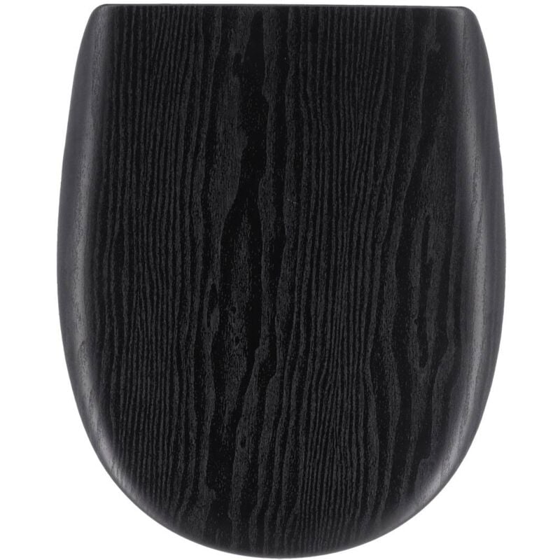 Abattant wc bois moule 18 pouces forme plate attaches acier inoxydable - facon bois noir Tendance