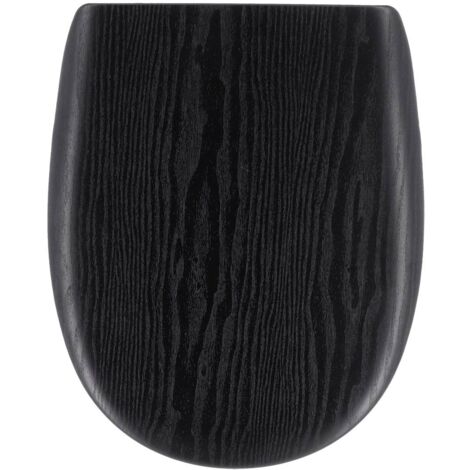 Abattant wc bois moule 18 pouces forme plate attaches acier inoxydable - facon bois noir - Tendance