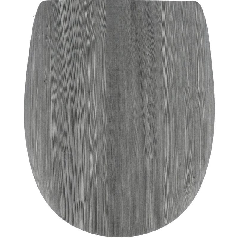 Abattant wc bois moule 18 pouces forme plate attaches acier inoxydable - facon lambris gris Tendance