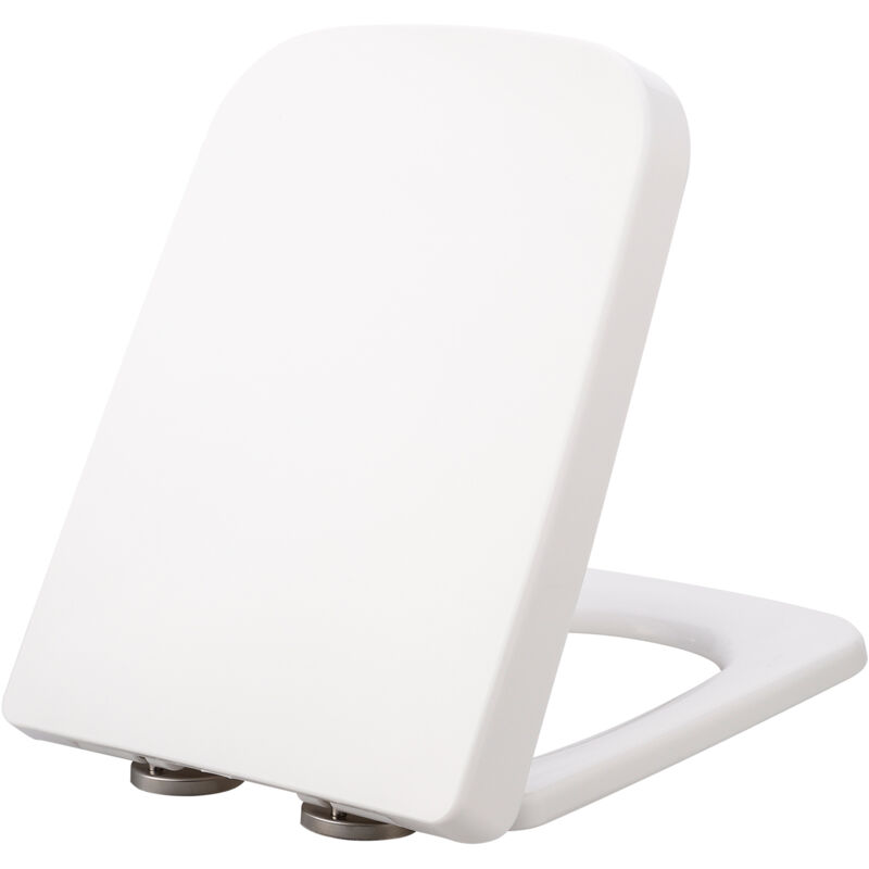 Ugreat - Abattant wc carré souple pour salle de bain avec charnière réglable en acier inoxydable, support simple et nettoyage facile (blanc)