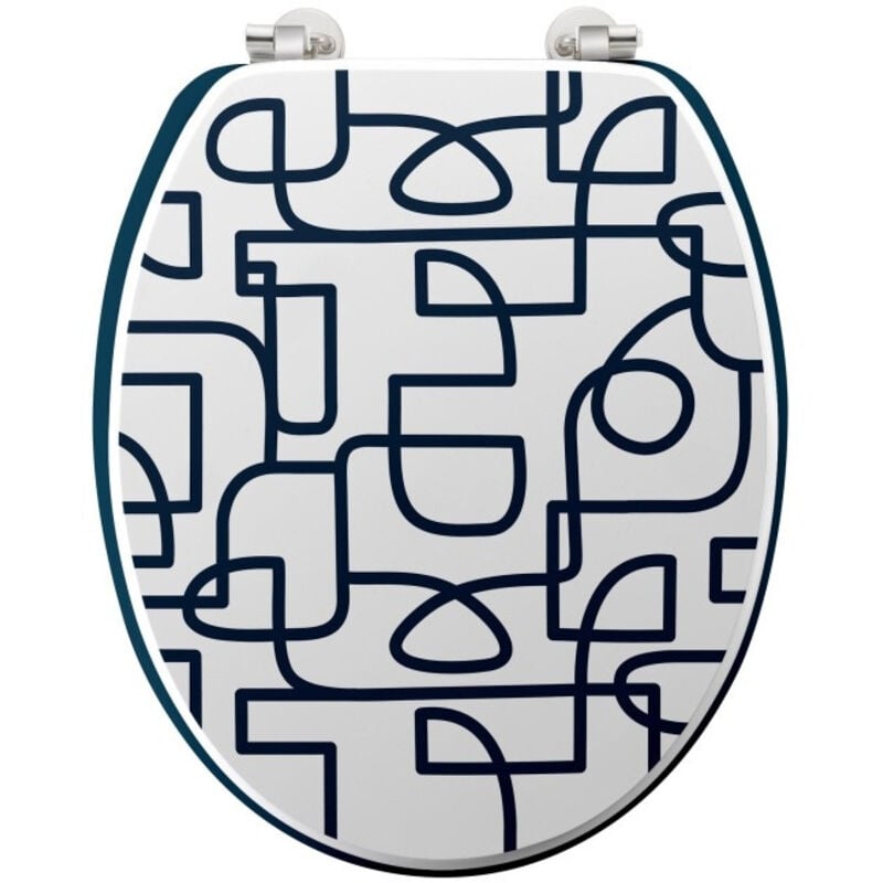 Abattant wc charnieres metal 37.5 x 46 cm mdf imprime Labyrinthe