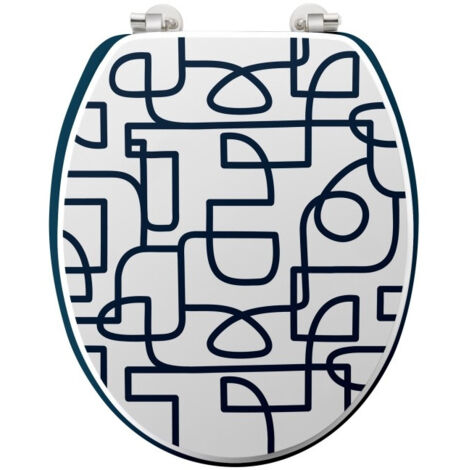 Abattant wc charnieres metal 37.5 x 46 cm mdf imprime Labyrinthe