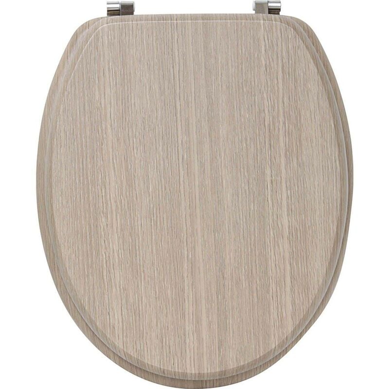 Abattant wc 18 pouces attaches acier inoxydable 4 faces imprimees mdf - effet chene clair Tendance