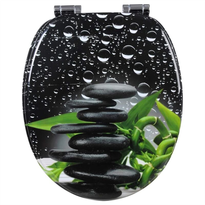 Abattant WC couvercle de toilette en bois robuste pour siège de toilette à fermeture douce pour salle de bain