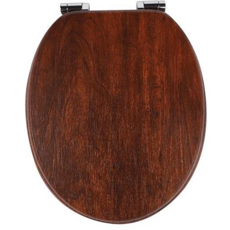 Abattant WC Couvercle WC en Bois MDF Soft Close, siège de toilette en bois anti-pincement, siège de toilette antibactérien de haute qualité (noyer foncé)