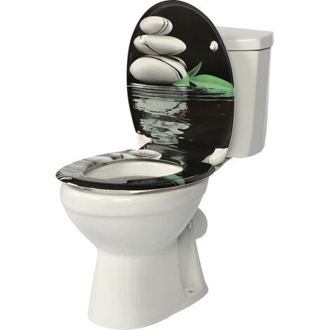 Abattant WC Couvercle WC en bois Soft Close avec Frein de Chute pour Couvette en O Siège de Toilette Charnières Zinguées et Inoxyables Ajustables, Montage par-dessous