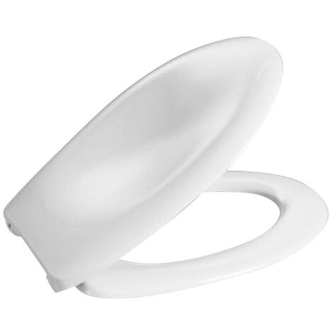 Abattant wc de WC Haro Comtessa en duroplast blanc, charnières en inox, réglable de 14 à 18 cm.
