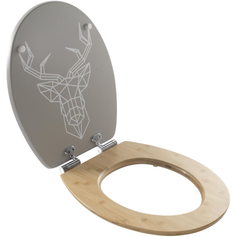 Wirquin - Abattant Diplomat motif Cerf 100% fsc avec fermeture ralentie 20721956, gris