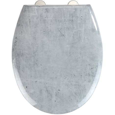 Abattant WC effet marbre Concrete - Abaissement automatique - Duroplast - 37 x 44 - Gris clair