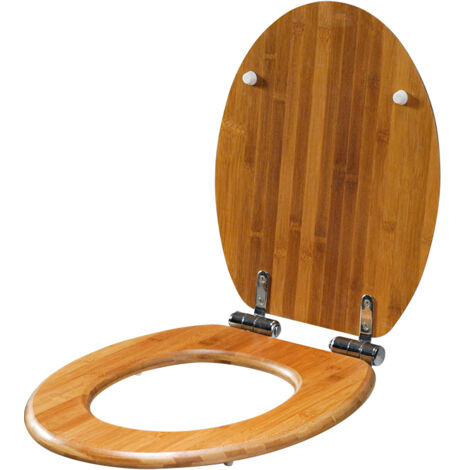 Abattant WC en bambou, design facile à nettoyer, fixations robustes en acier inoxydable, installation rapide et facile sur toilettes standard, bois de bambou, 34x41 cm, marron