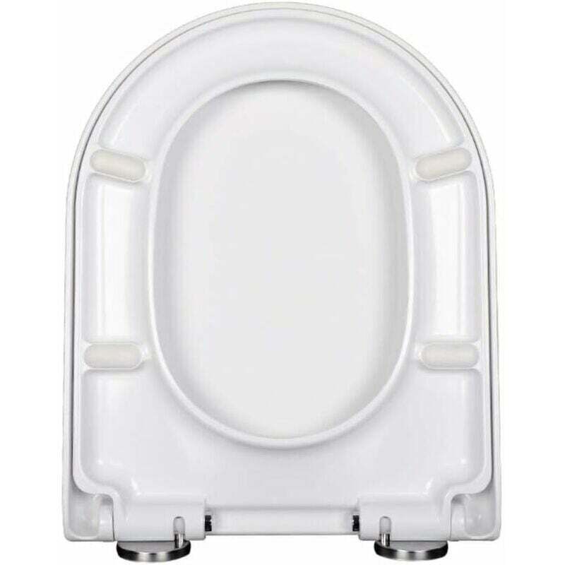 Abattant WC en forme de V et de U avec fermeture douce et facile à nettoyer Blanc avec un bouton à libération rapide (U) TRIMEC