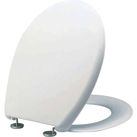 Abattant WC en polypropylène blanc – Charnières inox ajustables – Dimensions 46.5 x 37 cm – 45525211 – Alterna