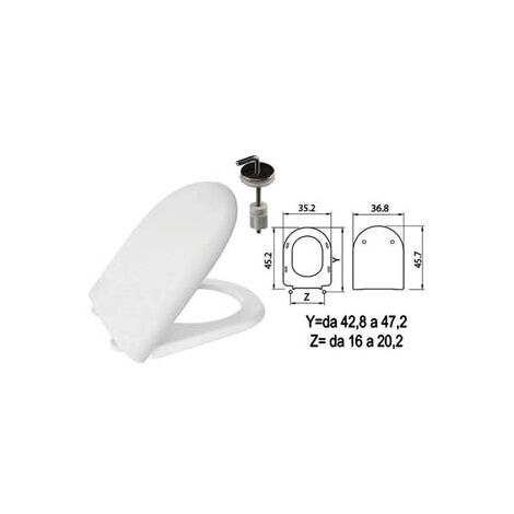 Abattant WC en thermodurcissable "Luna 2" blanc avec charnières inox H057