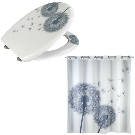 Abattant WC et rideau de douche à motifs pissenlit ASTERA