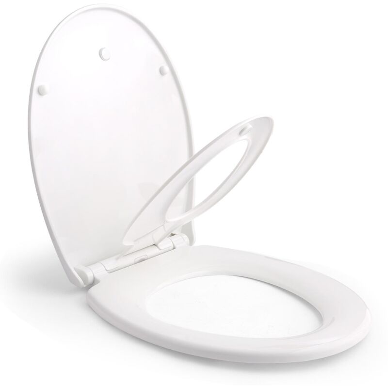 Abattant WC Familial avec Siège Enfant, Lunette de Toilette à Fermeture en Douceur avec Frein de Chute, en Polyéthylène pour adultes et enfants