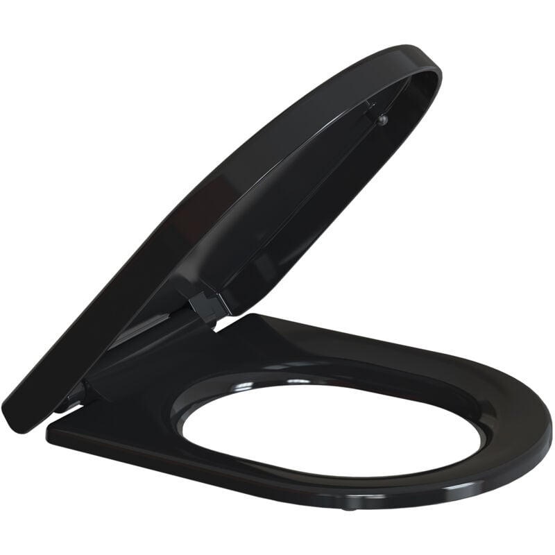 Todot - Abattant wc universel Déclipsable Noir Forme d 45 x 36.5 x 5cm en Polypropylène avec Frein de Chute Charnière Réglable Installation Facile