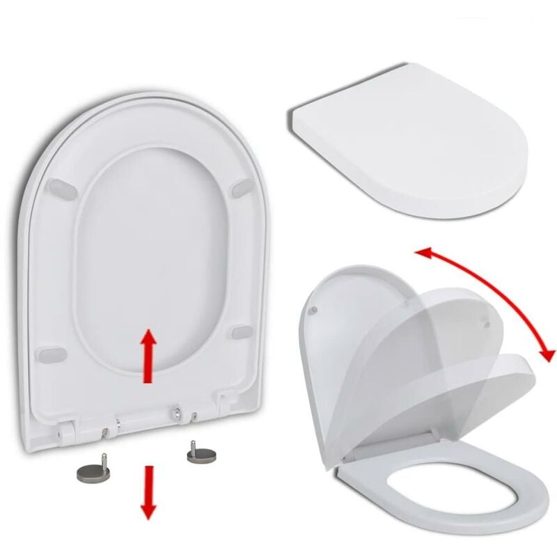 Helloshop26 - Abattant wc à fermeture en douceur Libération rapide carré blanc