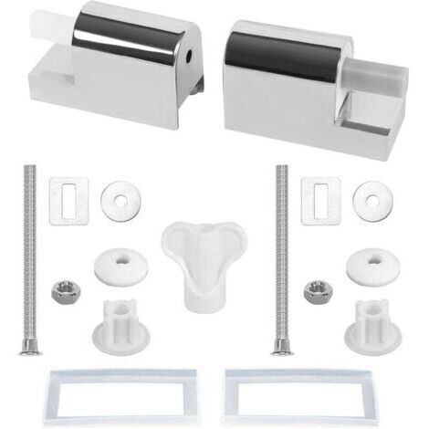 Abattant WC Fixations Charnières, Lot de 2 Charniere Abattant WC Charnières Universelles pour Siège de Toilette, Charnières De Siège De Toilette À Fermeture Douce Kit Fixations Remplacement