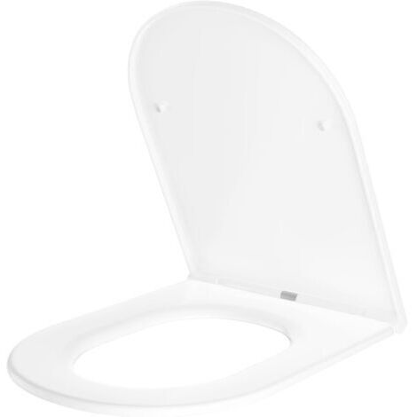 Abattant WC Forme D - Double couche polypropylène, résistant et antidérapant - Fermeture silencieuse, libération rapide, surface lisse - Compatible toilettes standard, 45x35 cm