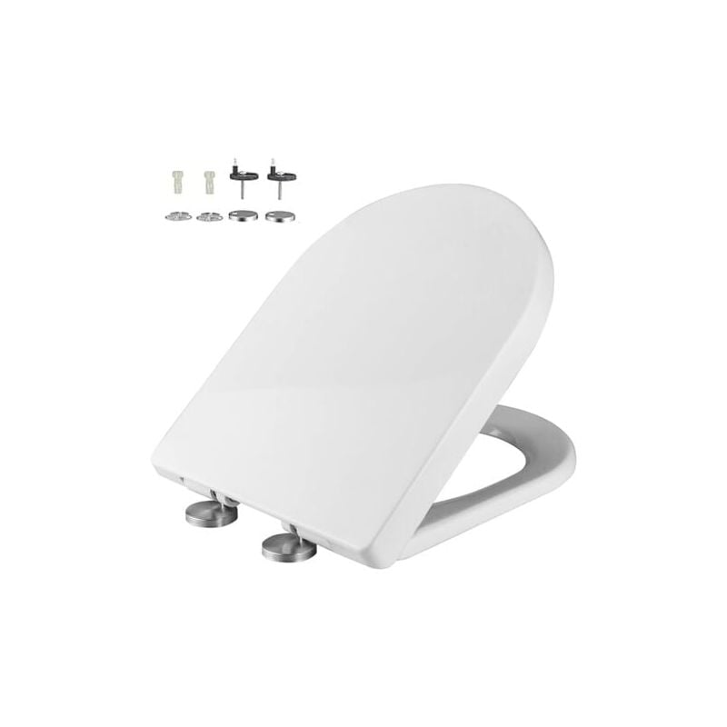 SNQ - Abattant wc Forme u, Cuvette Toilette avec Frein de Chute, Lunette wc avec Fermeture en Douceur, Lunette de Toilette Universelle, Blanc