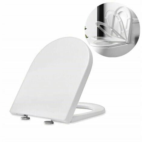 Abattant WC Frein de Chute Lunettes Toilettes en Couvercle de Toilette Blanc pour Salle de Bain Siège de Toilettes