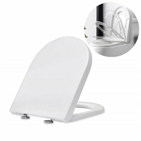 Abattant WC Frein de Chute Lunettes Toilettes en UF Couvercle de Toilette Blanc pour Salle de Bain Siège de Toilettes