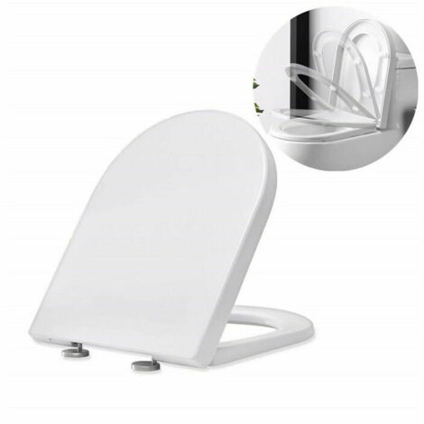 Abattant WC Frein de Chute Lunettes Toilettes en UF Couvercle de Toilette Blanc pour Salle de Bain Siège de Toilettes
