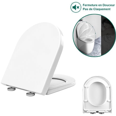 WC Frein de Chute Lunettes Toilettes, SDLOGAL, Toilette pour Salle de Bain Siège de Toilettes, 45 x 36.5cm, Blanc