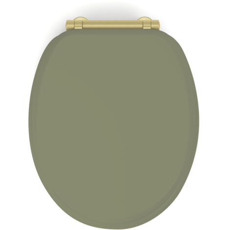 Abattant adulte pour WC en MDF kaki – Déclipsable avec charnières en métal doré – Système soft close silencieux – Fixation universelle réglable – Gelco Design