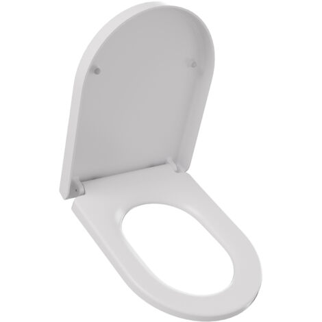 Abattant WC Frein de Chute, Siège de Toilettes en Forme de D, Noir Couvercle de Toilette pour Salle de Bain