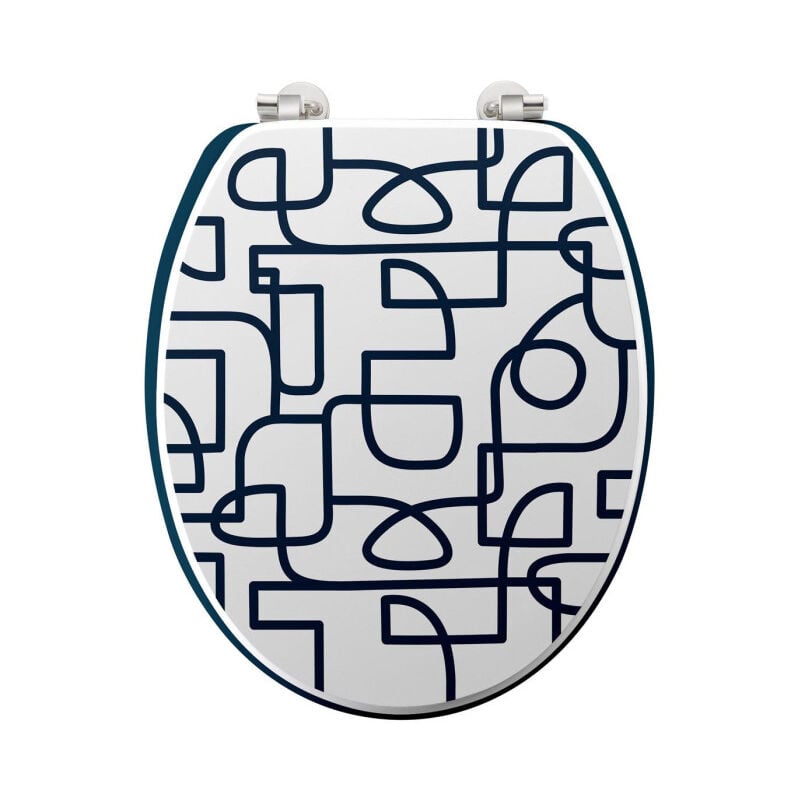 Paris Prix - Abattant wc Imprimé 'Labyrinthe' 46cm Blanc