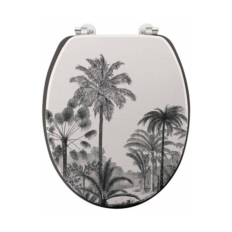 Paris Prix - Abattant wc Imprimé Palmier 'Cocoty' 45cm Noir