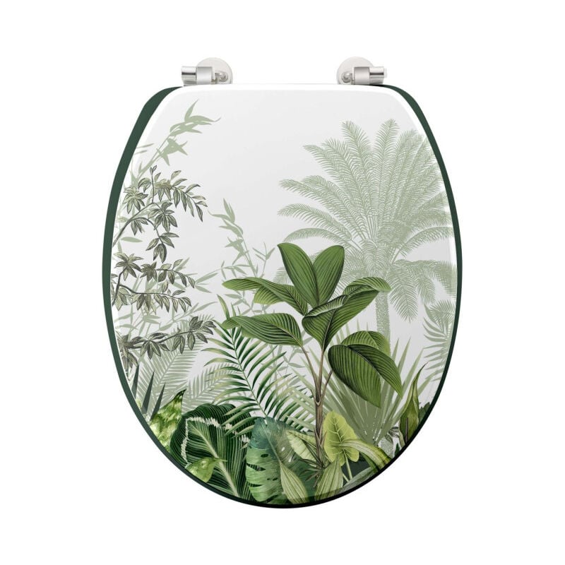 Paris Prix - Abattant wc Imprimé Végétal 'Vagabonde' 45cm Vert