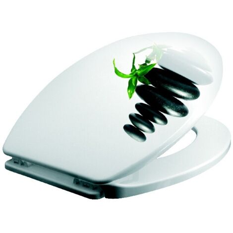 Abattant WC Iris, motif galets, blanc
