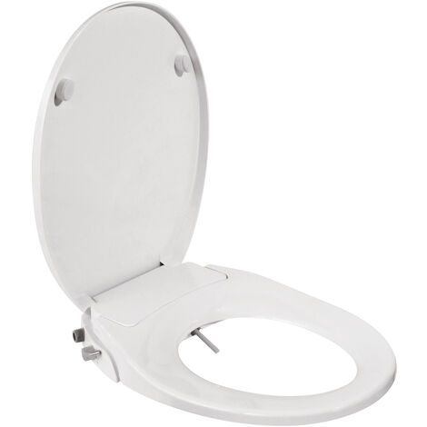 Abattant WC japonais blanc lavant – Plastique ultra-plat avec douchettes avant et arrière – Installation facile avec entraxe universel – Gelco