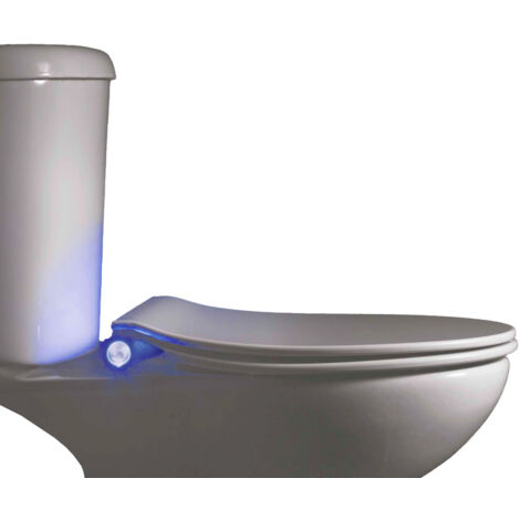 Abattant WC lumineux en plastique thermodur – Éclairage LED à détecteur sonore – Fixation par le dessus avec charnières inox – Ralentisseur de chute – Guy Levasseur
