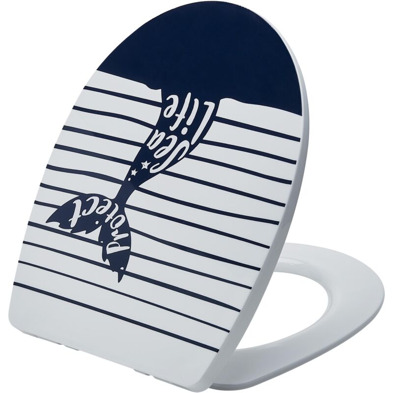 Wirquin - Abattant wc Marbella en thermoplastique Protect sea life, déclipsable et frein de chute 20723476, blanc