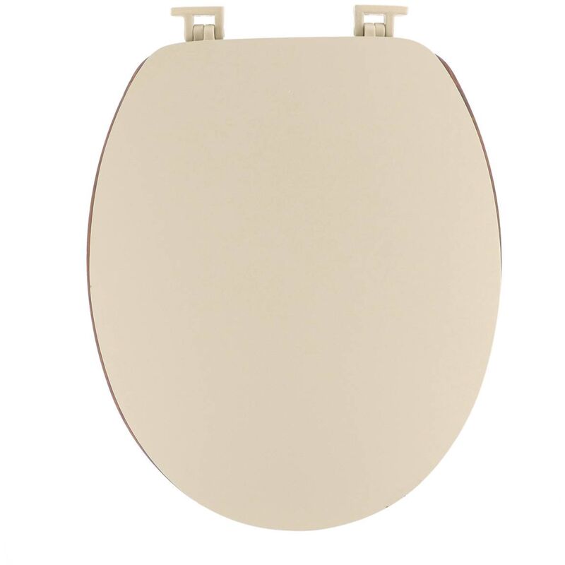Tendance - Abattant wc mdf 18 pouces couvercle design et assise facon acacia attaches plastique - beige