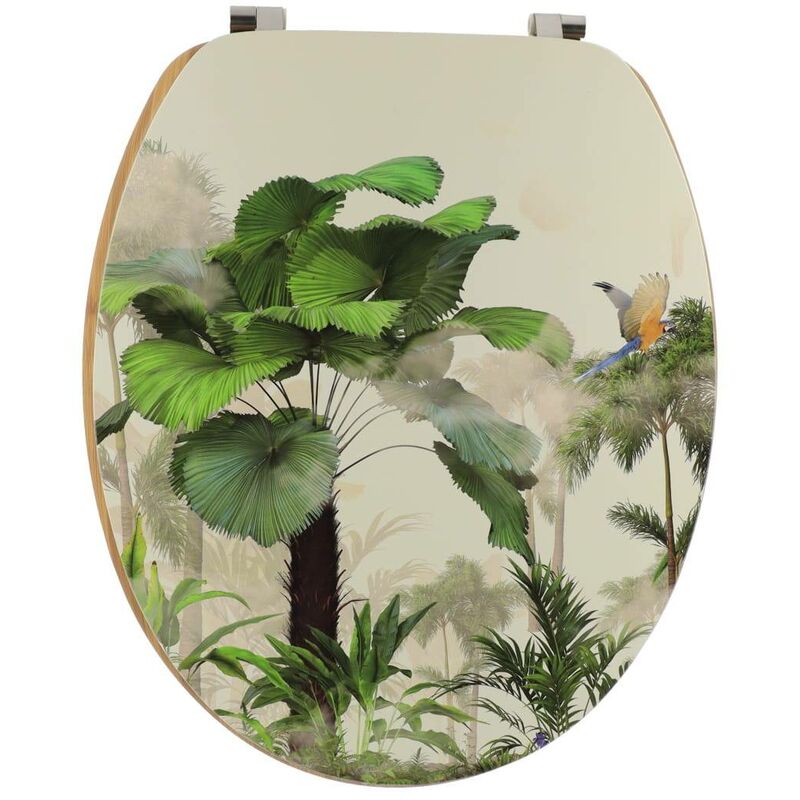 Abattant wc mdf 18 pouces couvercle design imprime assise imitation bambou attaches acier inoxydable - oasis Tendance