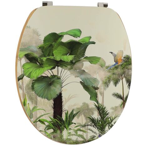 Abattant wc mdf 18 pouces couvercle design imprime assise imitation bambou attaches acier inoxydable - oasis - Tendance