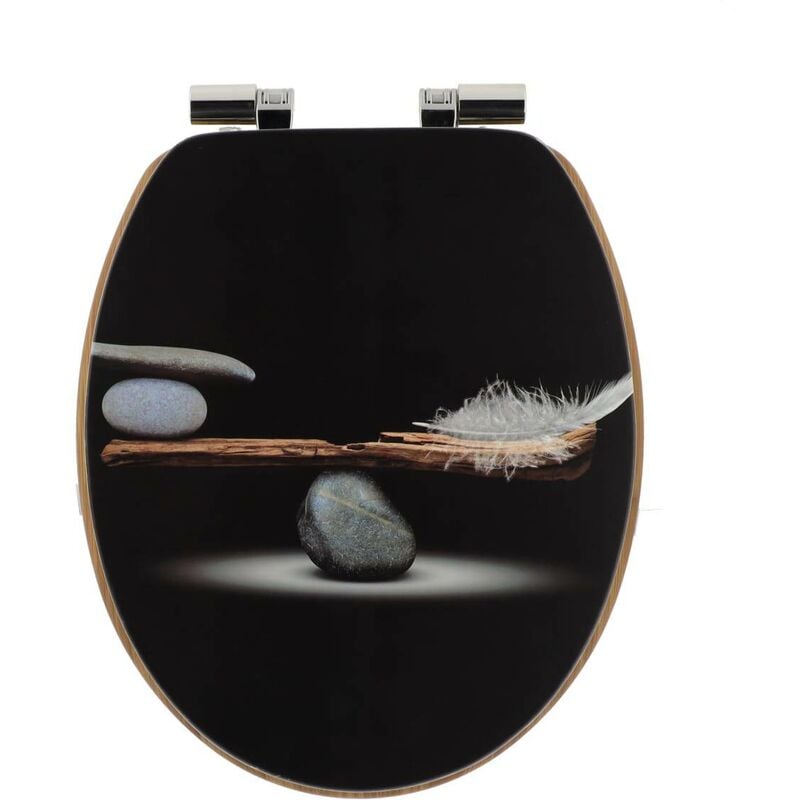 Abattant wc mdf 18 pouces couvercle design imprime assise imitation bambou frein de chute chrome - plenitude Tendance