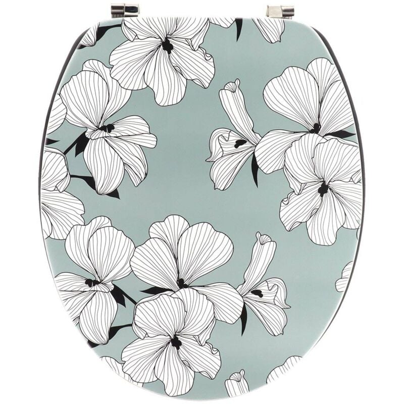 Abattant wc mdf 18 pouces couvercle design imprimee et assise ecalyptus attaches acier inoxydable - ecrin vert Tendance