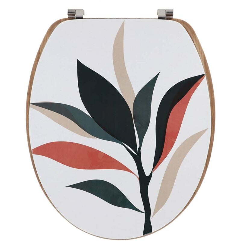 Abattant wc mdf 18 pouces couvercle design imprimee et assise facon bambou attaches acier inoxydable - bucolique Tendance