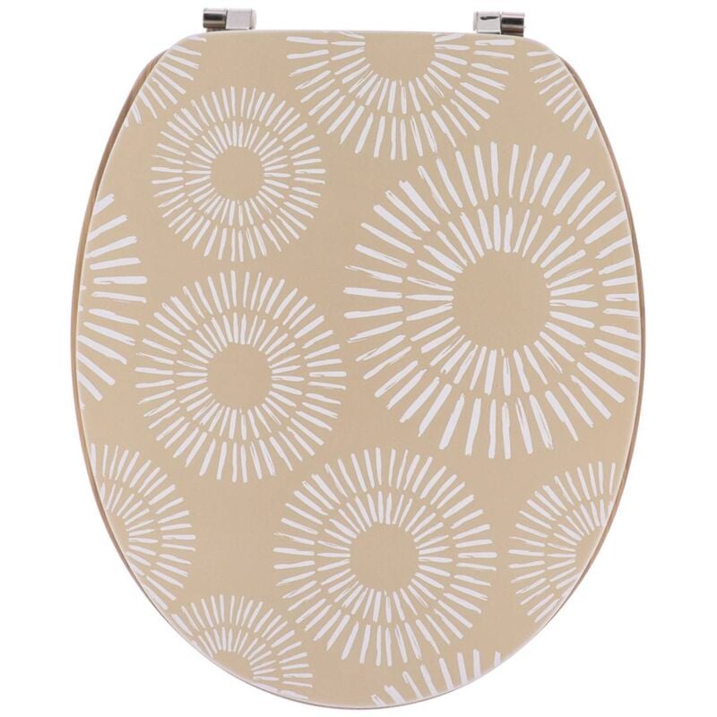 Abattant wc mdf 18 pouces couvercle design imprimee et assise facon bambou attaches acier inoxydable - ethnic spirals Tendance