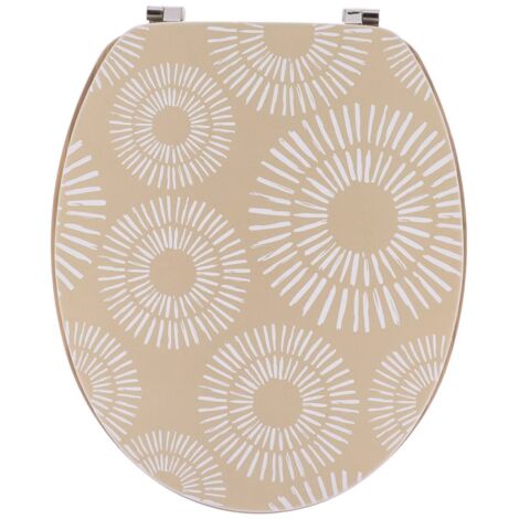 Abattant wc mdf 18 pouces couvercle design imprimee et assise facon bambou attaches acier inoxydable - ethnic spirals - Tendance