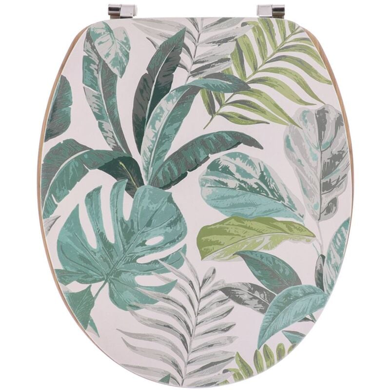 Abattant wc mdf 18 pouces couvercle design imprimee et assise facon bambou attaches acier inoxydable - jardin d hiver Tendance