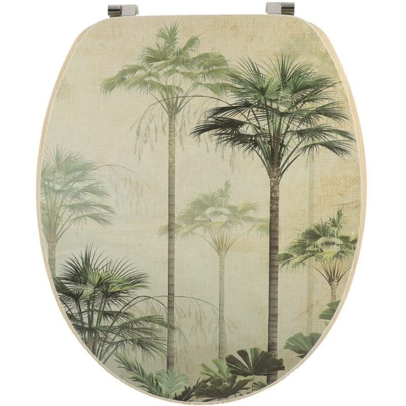 Abattant wc mdf 18 pouces couvercle design imprimee et assise facon bois attaches acier inoxydable - florida Tendance