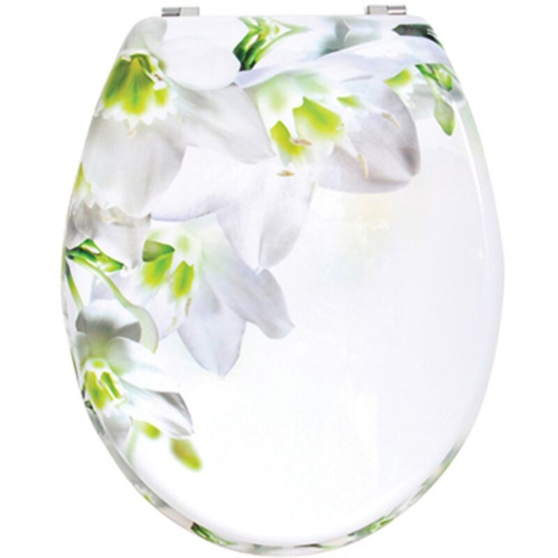 MSV - Abattant wc mdf Sofaïa à Motifs Fleurs - Charnières Inox