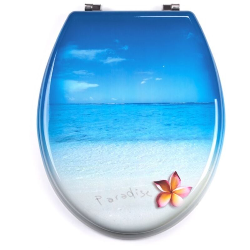 MSV - Abattant wc mdf paradise Bleu - Charnières Inox