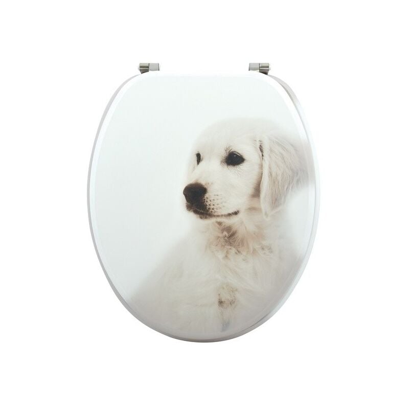 MSV - Abattant wc mdf Dog scott Beige - Charnières Inox